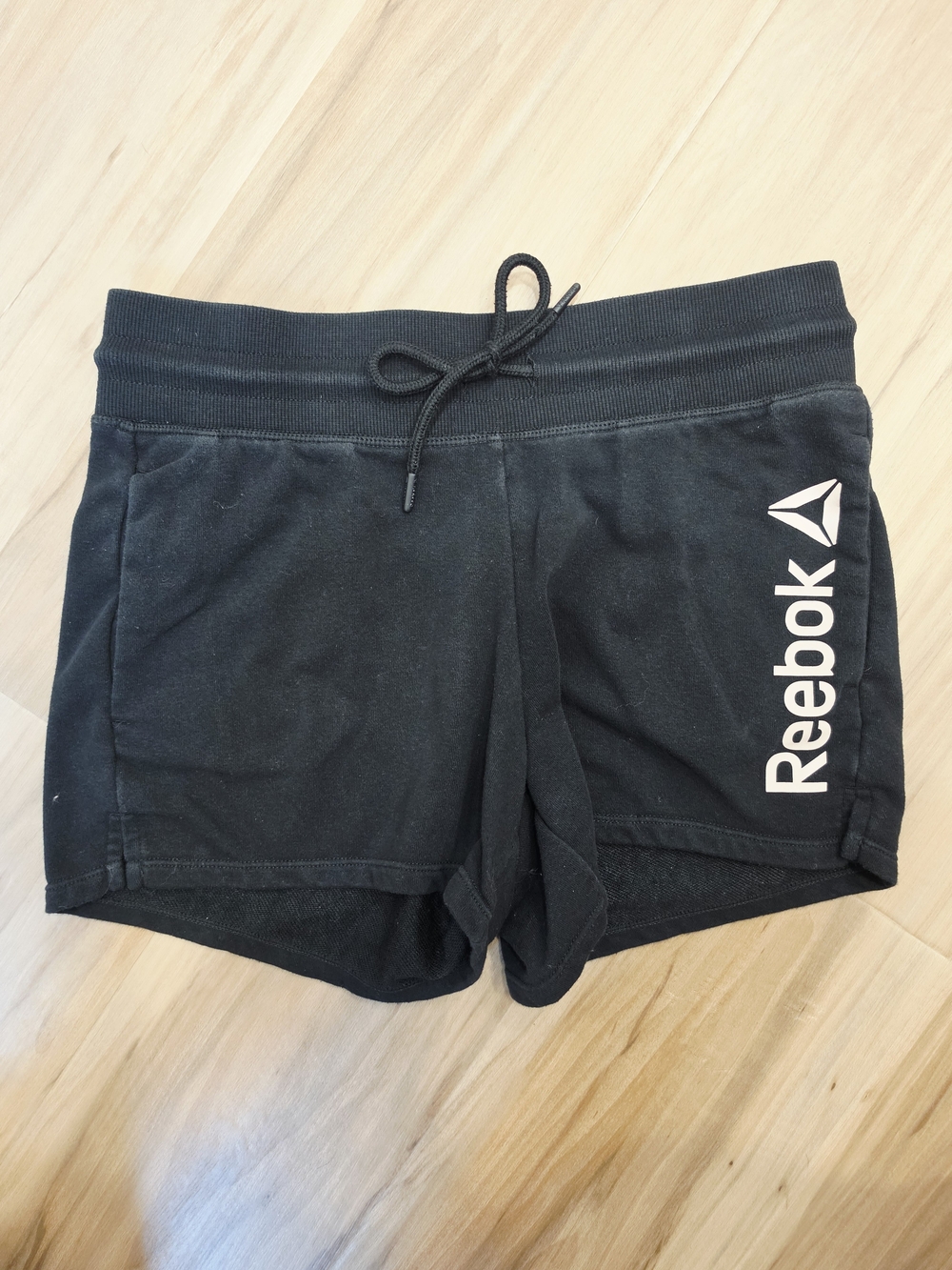 Reebok Black Women's Athletic Shorts with White Logo